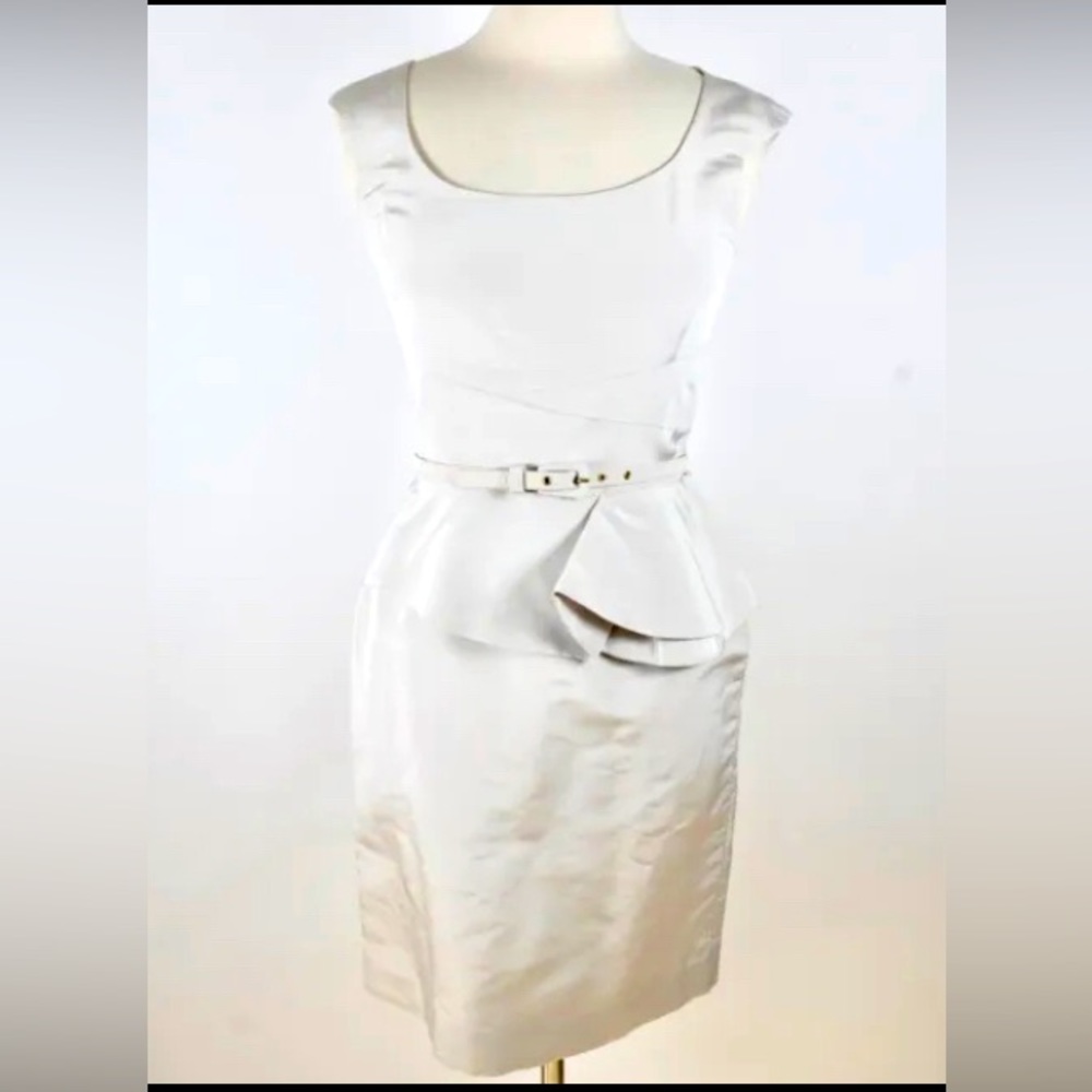 Oscar De La Renta Silk Belted Peplum Dress